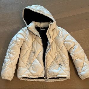 Girls Cream Off White H&M Puffer Coat Jacket Removable Hood 10